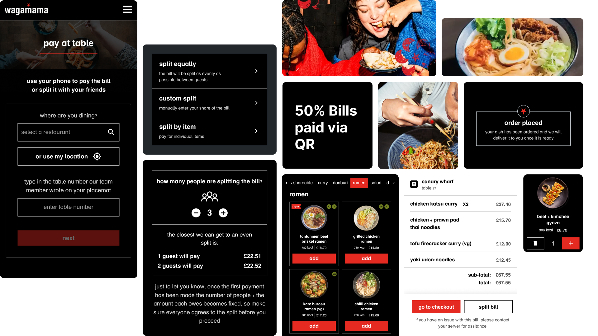 Client B pay-at-table digital experience and 50% bills paid via QR
