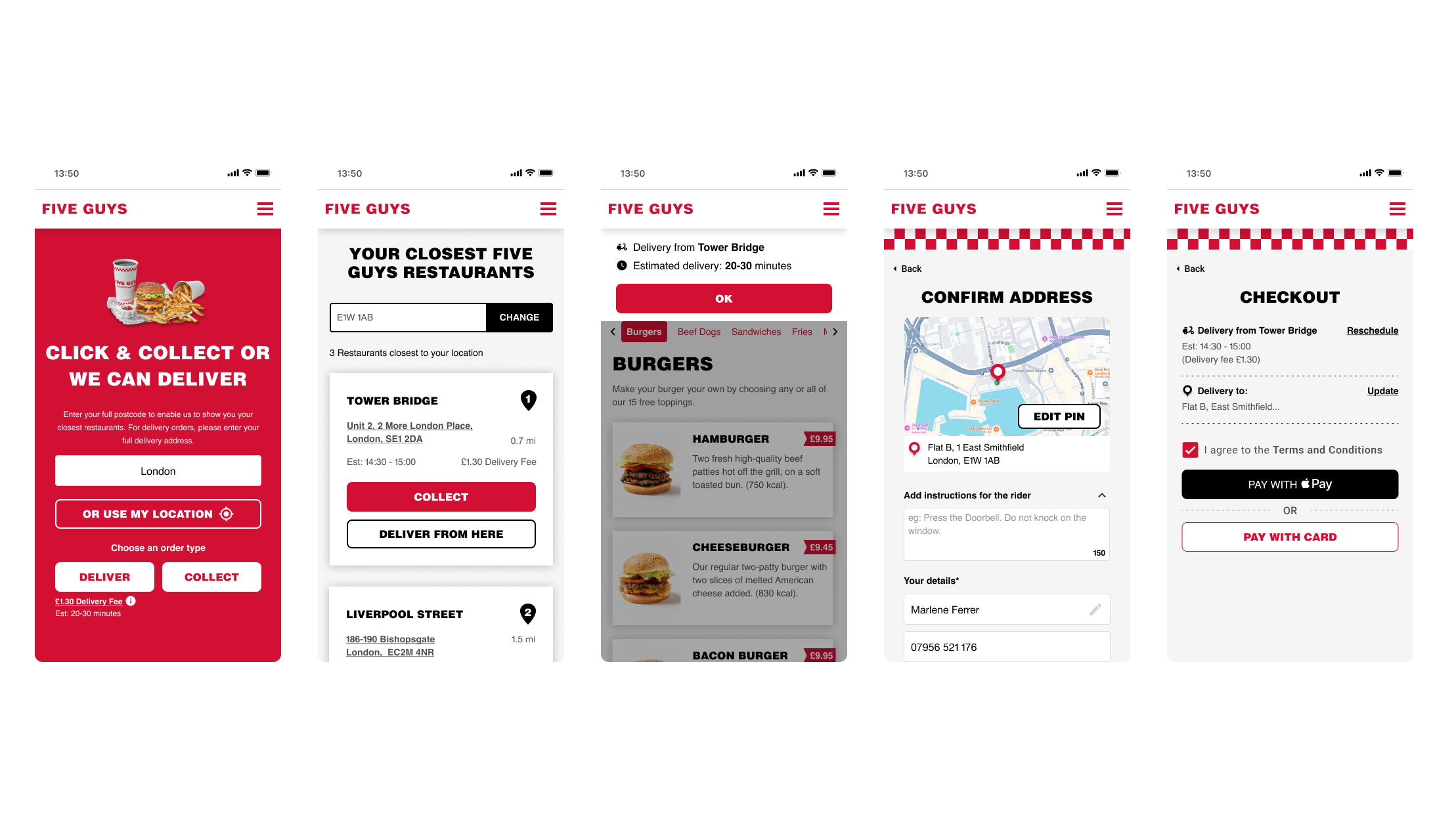 Click and deliver flow from brand-owned web ordering to checkout
