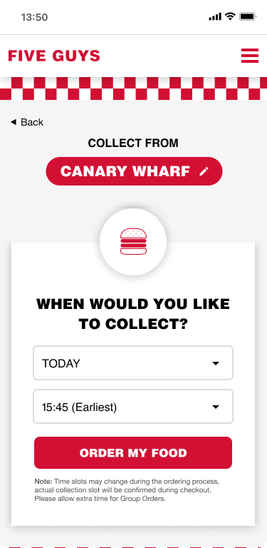 Click and collect ordering